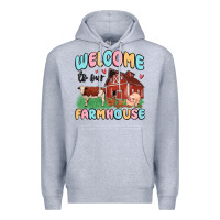 Heather Grey welcome to our farmhouse Premium Hoodie - MaliasSmallBusiness