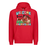 Red welcome to our farmhouse Premium Hoodie - MaliasSmallBusiness