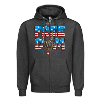 Charcoal Heather Freedom rock hand Zipper Hoodie - Neo Western