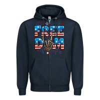 Navy Freedom rock hand Zipper Hoodie - Neo Western