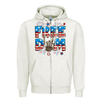 Oatmeal Heather Freedom rock hand Zipper Hoodie - Neo Western