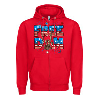 Red Freedom rock hand Zipper Hoodie - Neo Western