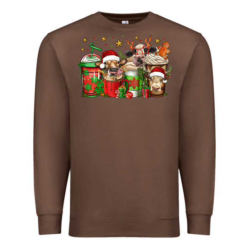 Christmas Cows Coffee Premium Sweatshirt by Jasminsmagicworld | Teevron