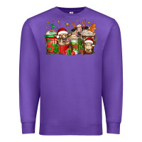 Purple christmas cows coffee Premium Sweatshirt - Jasminsmagicworld