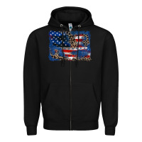 Black Leopard glitter American flag 4th of july Zipper Hoodie - CowGirlArtShop