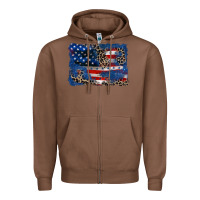 Chestnut Leopard glitter American flag 4th of july Zipper Hoodie - CowGirlArtShop