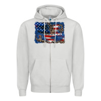 Leopard Glitter American Flag 4th Of July Zipper Hoodie | Teevron