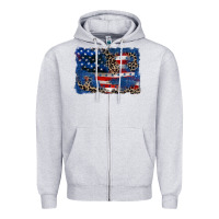 Heather Grey Leopard glitter American flag 4th of july Zipper Hoodie - CowGirlArtShop