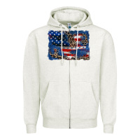 Oatmeal Heather Leopard glitter American flag 4th of july Zipper Hoodie - CowGirlArtShop