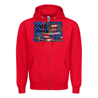 Red Leopard glitter American flag 4th of july Zipper Hoodie - CowGirlArtShop