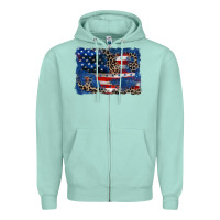 Seafoam Leopard glitter American flag 4th of july Zipper Hoodie - CowGirlArtShop