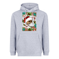 Heather Grey Christmas hippie skeleton santa Heavyweight Hoodie - Artiststas