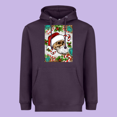Christmas Hippie Skeleton Santa Heavyweight Hoodie Designed By Artiststas