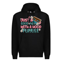 Black just a good mom with a hood playlist Premium Hoodie - MaliasSmallBusiness