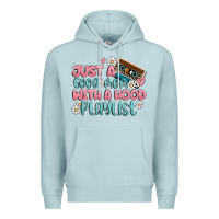 Blue Mist just a good mom with a hood playlist Premium Hoodie - MaliasSmallBusiness