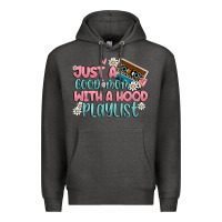 Charcoal Heather just a good mom with a hood playlist Premium Hoodie - MaliasSmallBusiness