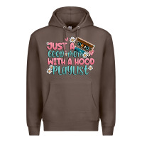 Coffee just a good mom with a hood playlist Premium Hoodie - MaliasSmallBusiness