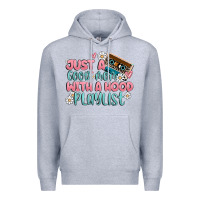Heather Grey just a good mom with a hood playlist Premium Hoodie - MaliasSmallBusiness