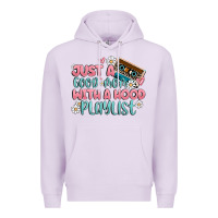 Lilac just a good mom with a hood playlist Premium Hoodie - MaliasSmallBusiness