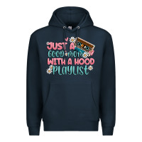 Navy just a good mom with a hood playlist Premium Hoodie - MaliasSmallBusiness