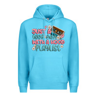 Ocean Blue just a good mom with a hood playlist Premium Hoodie - MaliasSmallBusiness