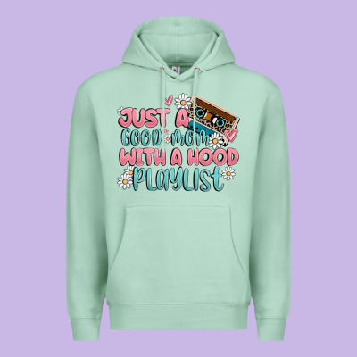 Just A Good Mom With A Hood Playlist Premium Hoodie Designed By Maliassmallbusiness