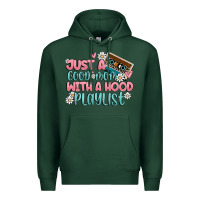 Sports Green just a good mom with a hood playlist Premium Hoodie - MaliasSmallBusiness