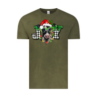 Vintage Olive Christmas joy black and white cow Vintage Tee - BarkalooDesign