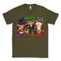 Army Green happy hallothanksmas with cow Classic Tee - texasbilliewilder
