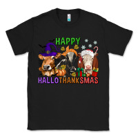 Black happy hallothanksmas with cow Classic Tee - texasbilliewilder