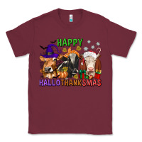 Burgundy happy hallothanksmas with cow Classic Tee - texasbilliewilder