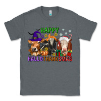 Charcoal Heather happy hallothanksmas with cow Classic Tee - texasbilliewilder