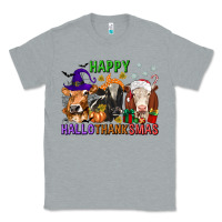 Heather Grey happy hallothanksmas with cow Classic Tee - texasbilliewilder