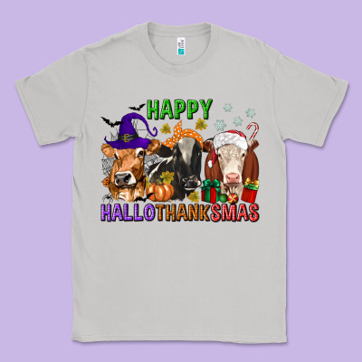 Happy Hallothanksmas With Cow Classic Tee Designed By Texasbilliewilder