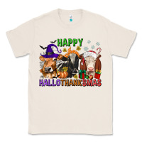 Natural happy hallothanksmas with cow Classic Tee - texasbilliewilder