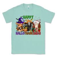 Seafoam happy hallothanksmas with cow Classic Tee - texasbilliewilder