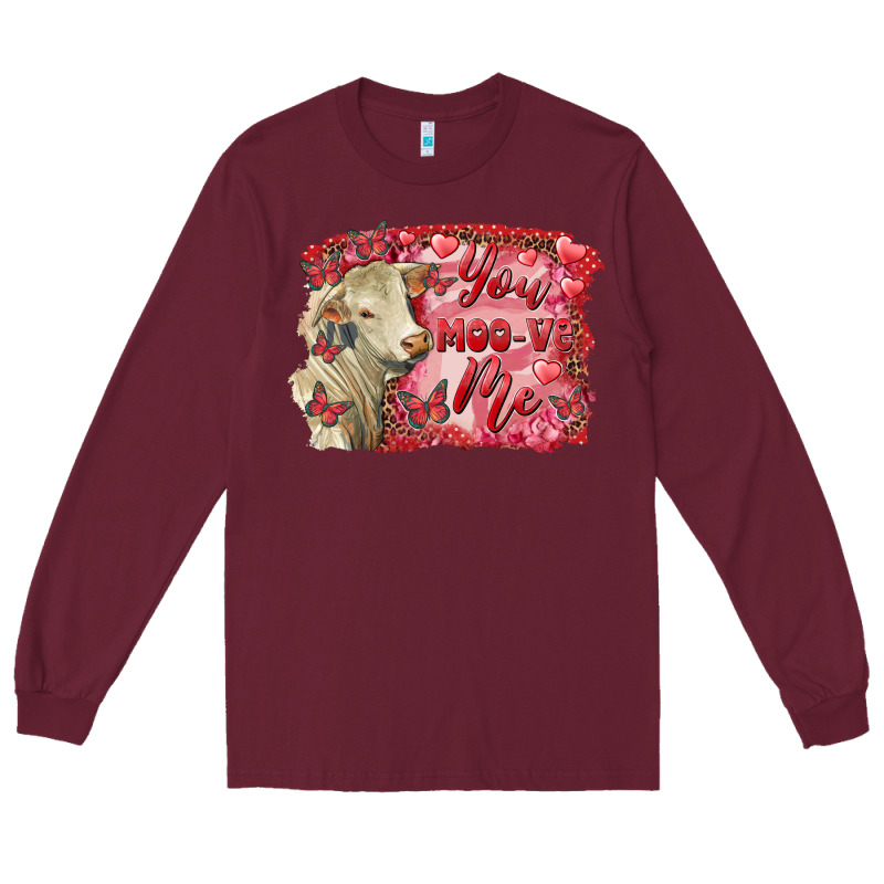 Valentine's Day You Moo Ve Me Charolais Cow Long Sleeve Tee by RanaPortraitStore | Teevron
