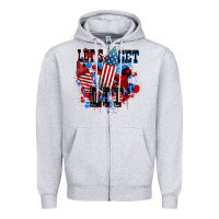 Heather Grey Let's get lit 4th of july Zipper Hoodie - CowGirlArtShop