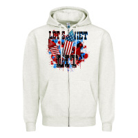 Oatmeal Heather Let's get lit 4th of july Zipper Hoodie - CowGirlArtShop