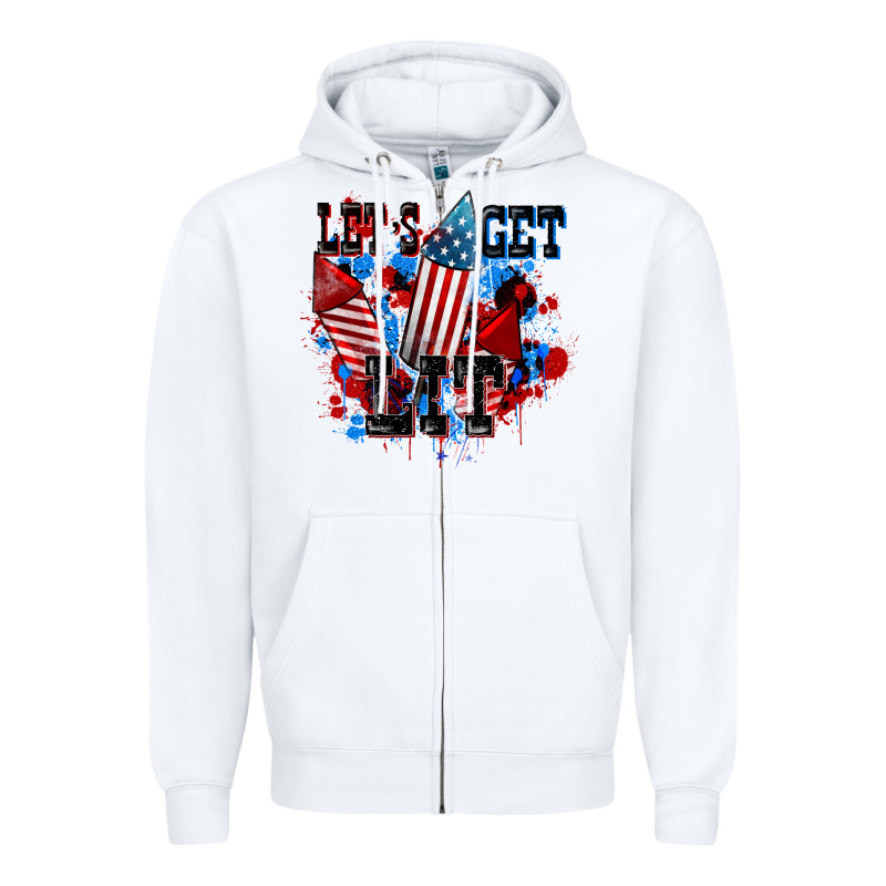 Let's Get Lit 4th Of July Zipper Hoodie by CowGirlArtShop | Teevron