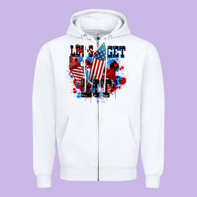 Let's Get Lit 4th Of July Zipper Hoodie Designed By Cowgirlartshop