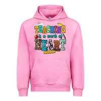 Fuchsia Pink teaching is a work of heart Urban Hoodie - NancyCooperArtShop