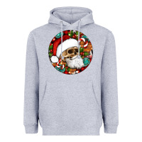 Heather Grey Christmas hippie skeleton santa ornament Heavyweight Hoodie - Artiststas