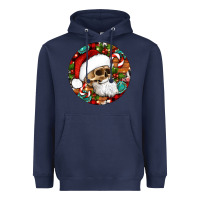 Navy Christmas hippie skeleton santa ornament Heavyweight Hoodie - Artiststas