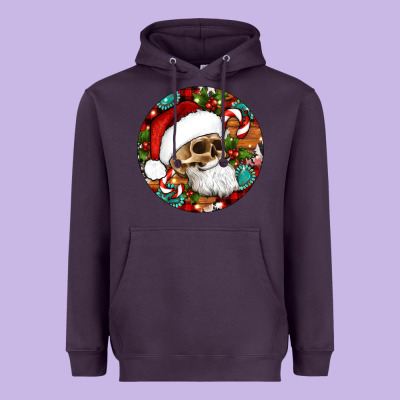Christmas Hippie Skeleton Santa Ornament Heavyweight Hoodie Designed By Artiststas