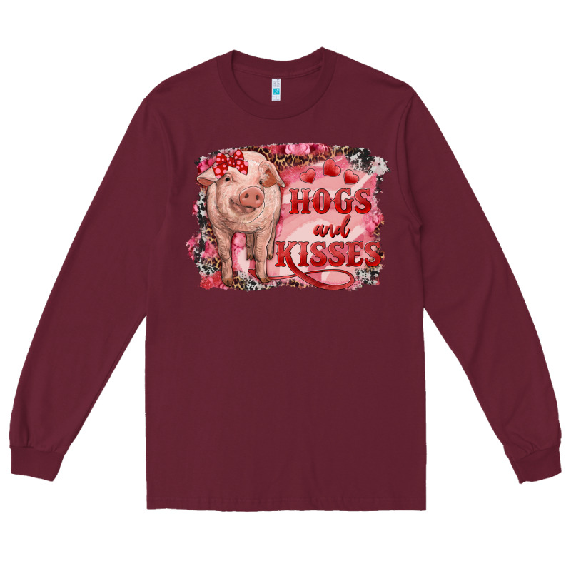 Valentine's Day Pig Hogs And Kisses Long Sleeve Tee by RanaPortraitStore | Teevron