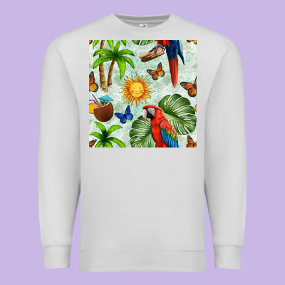 Parrot In The Sun Seamless Pattern Premium Sweatshirt Designed By Bundleandbundleshop
