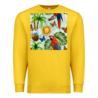 Lemon parrot in the sun seamless pattern Premium Sweatshirt - BundleAndBundleShop