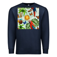 Navy parrot in the sun seamless pattern Premium Sweatshirt - BundleAndBundleShop