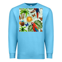 Ocean Blue parrot in the sun seamless pattern Premium Sweatshirt - BundleAndBundleShop